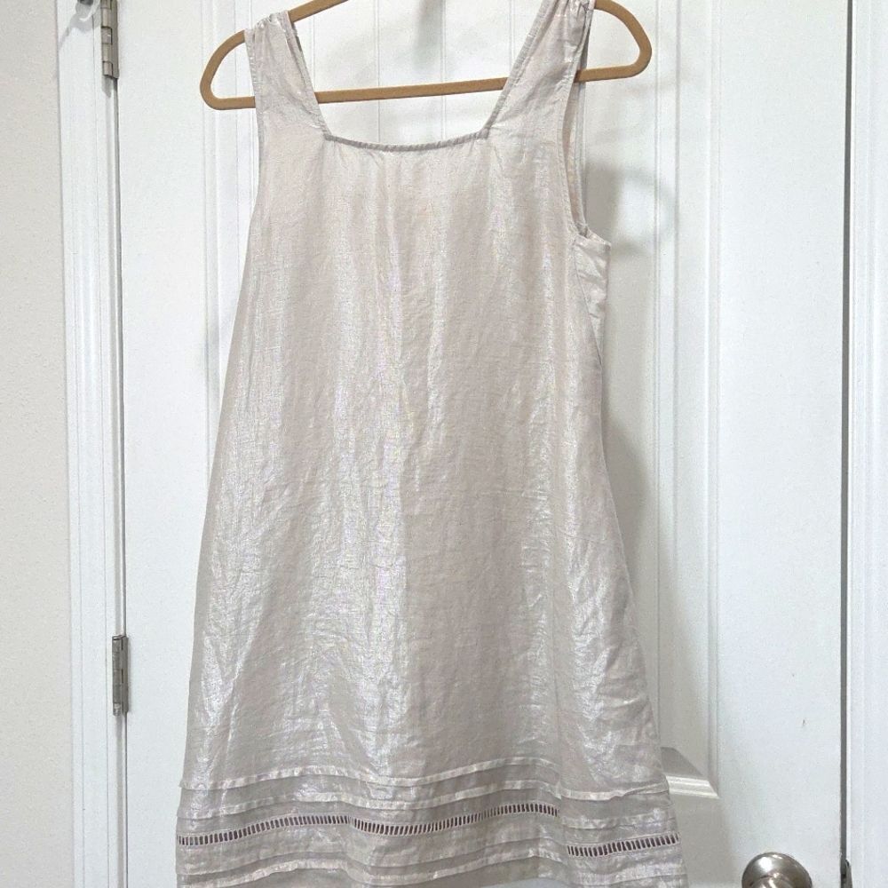 - C&C California Sleeveless Artesian 100% Linen Embroderied Midi Dress Small